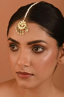 Gold Finish Beaded Maang Tikka
