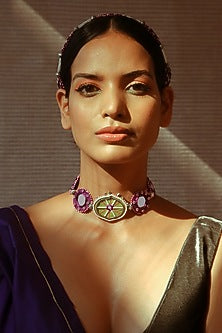 Multi-Colored Choker Necklace With Dyed Beads