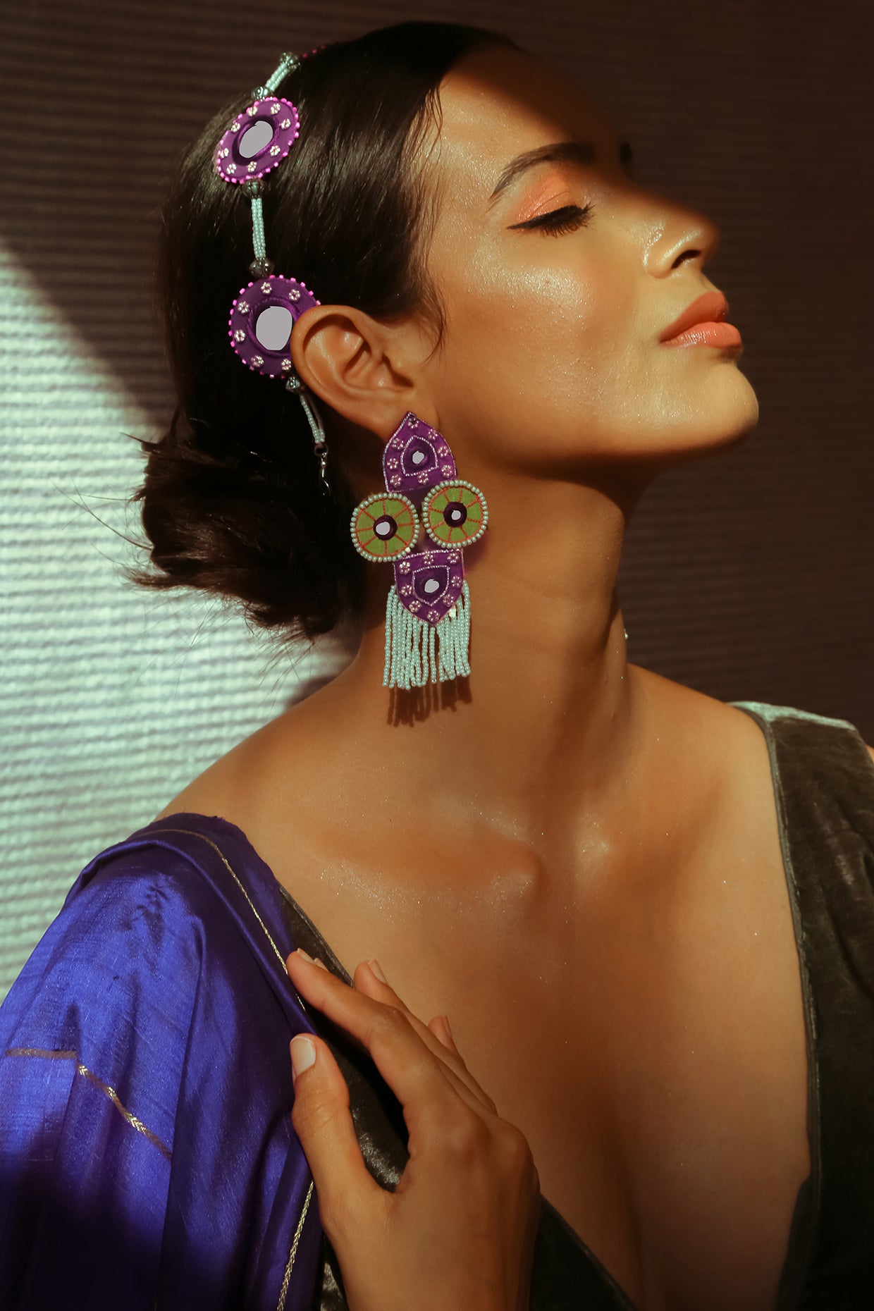 Purple Headband With Dyed Beads