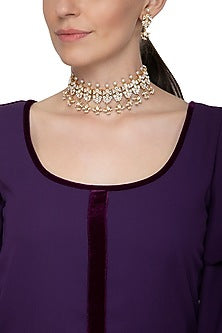 Gold Plated Polki Choker Necklace Set