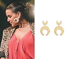 Gold Plated Textured Moon Shaped Earrings