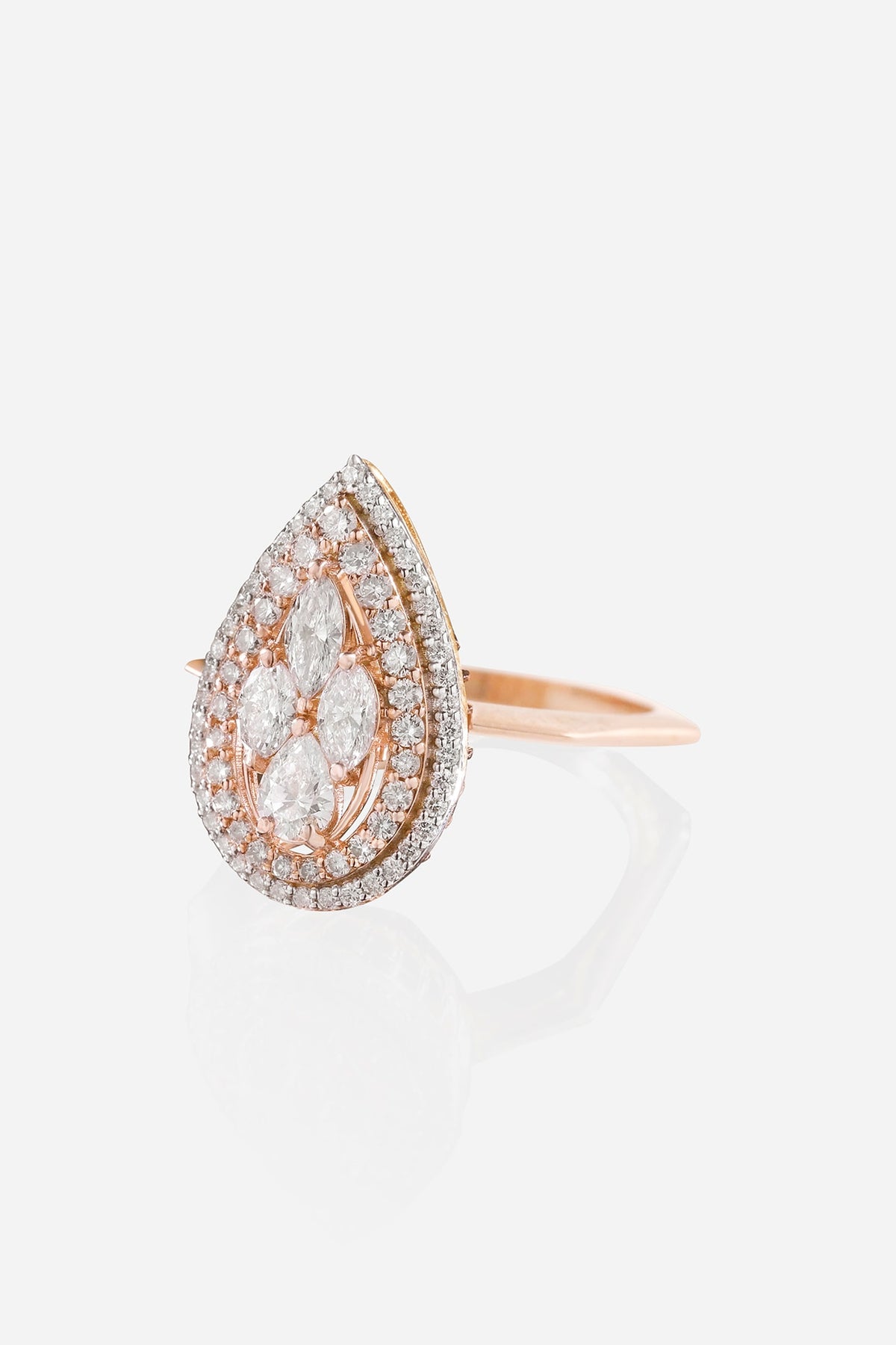 18kt Rose Gold Finish Round-Shaped Diamond Ring