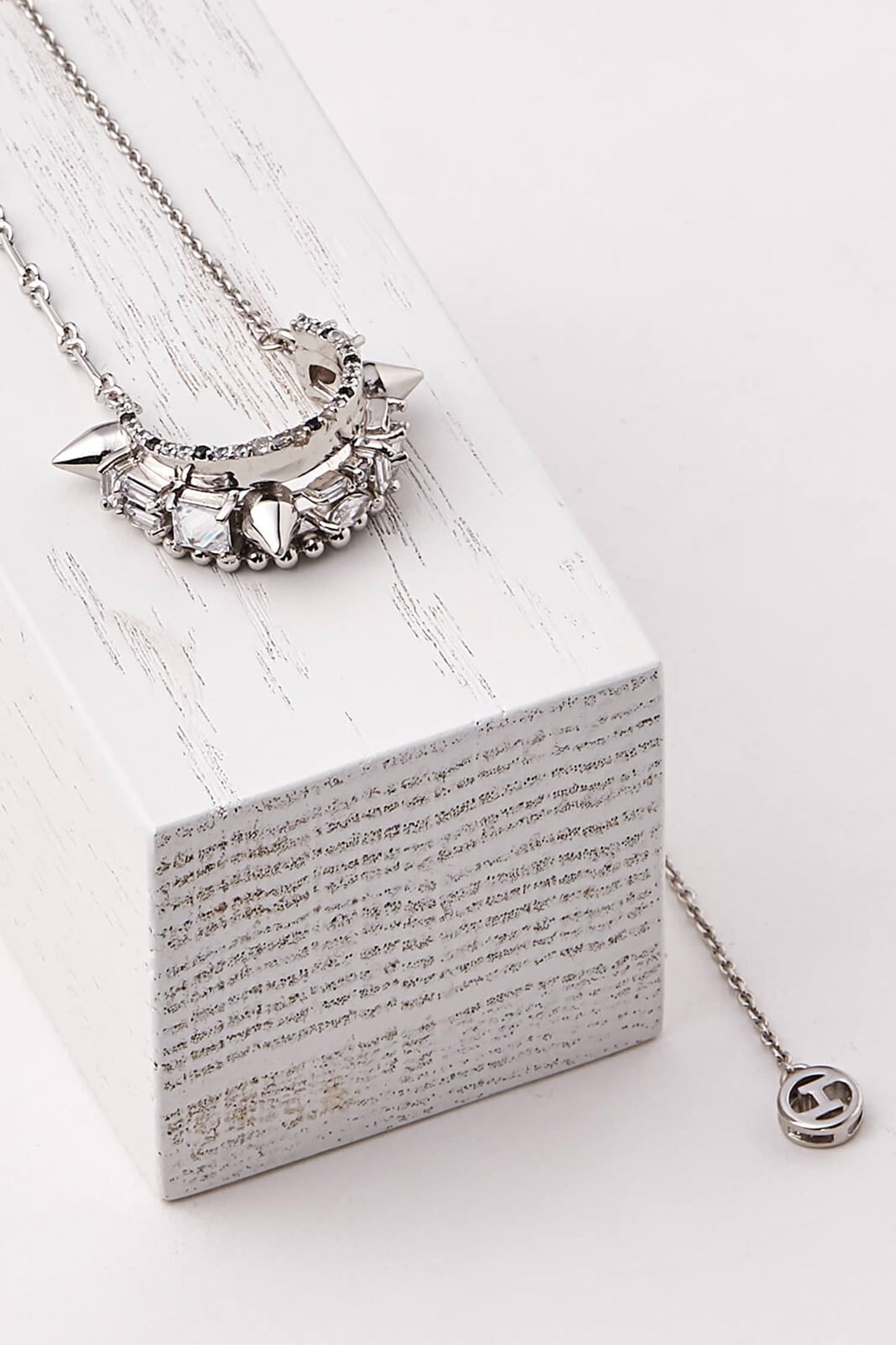 Crystal Crescent Pendant Necklace