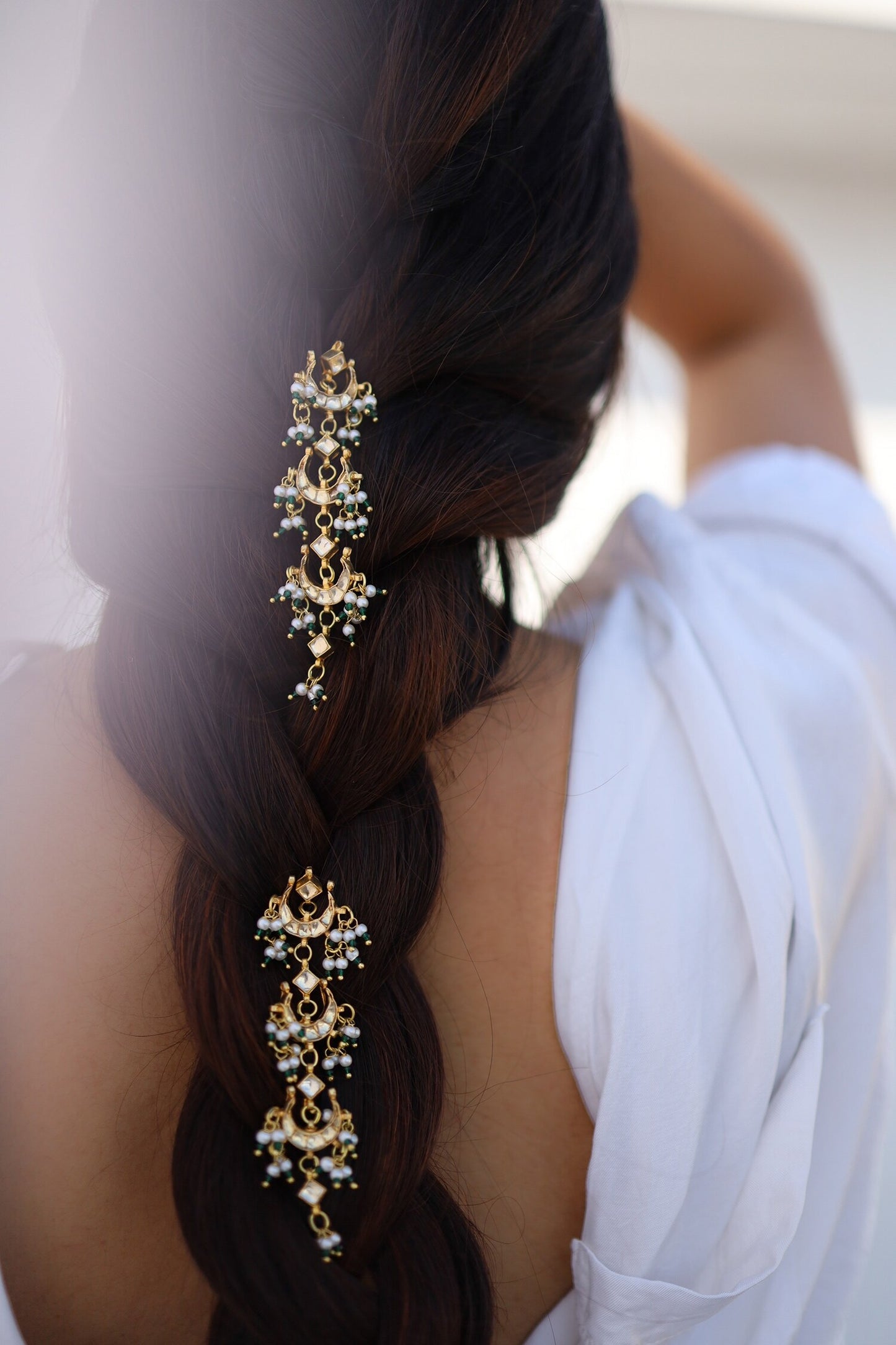 Kundan Chaand Braid Pins