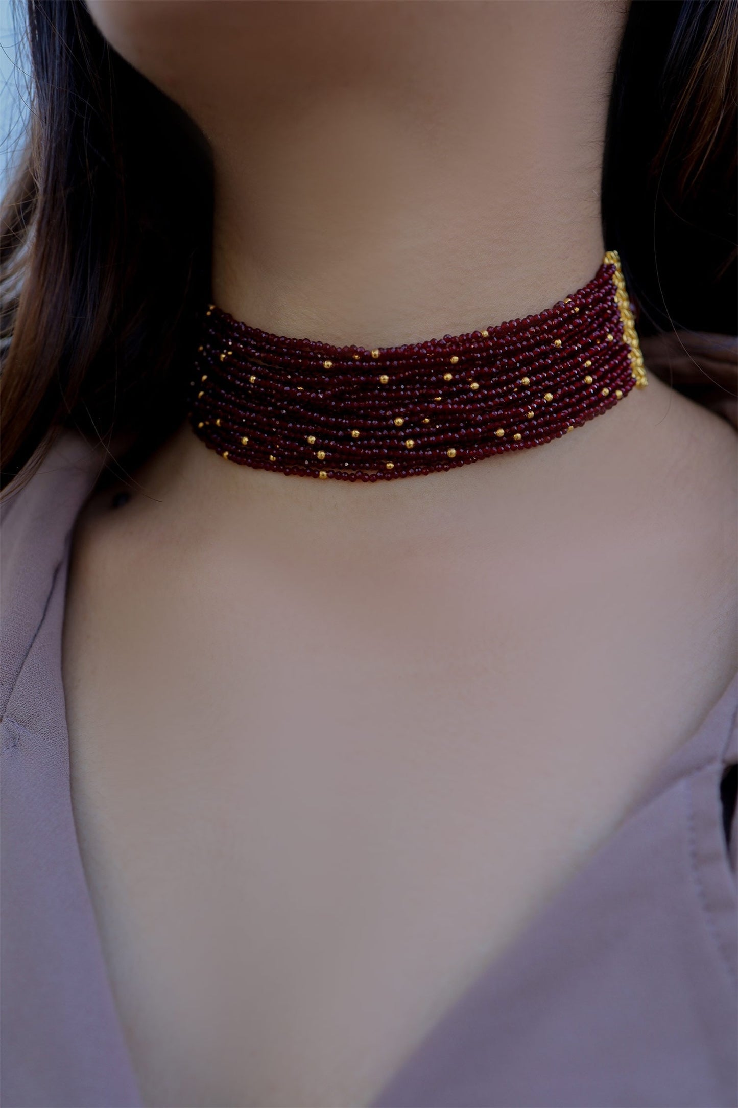 Gold Plated Red Hydro Stone Choker