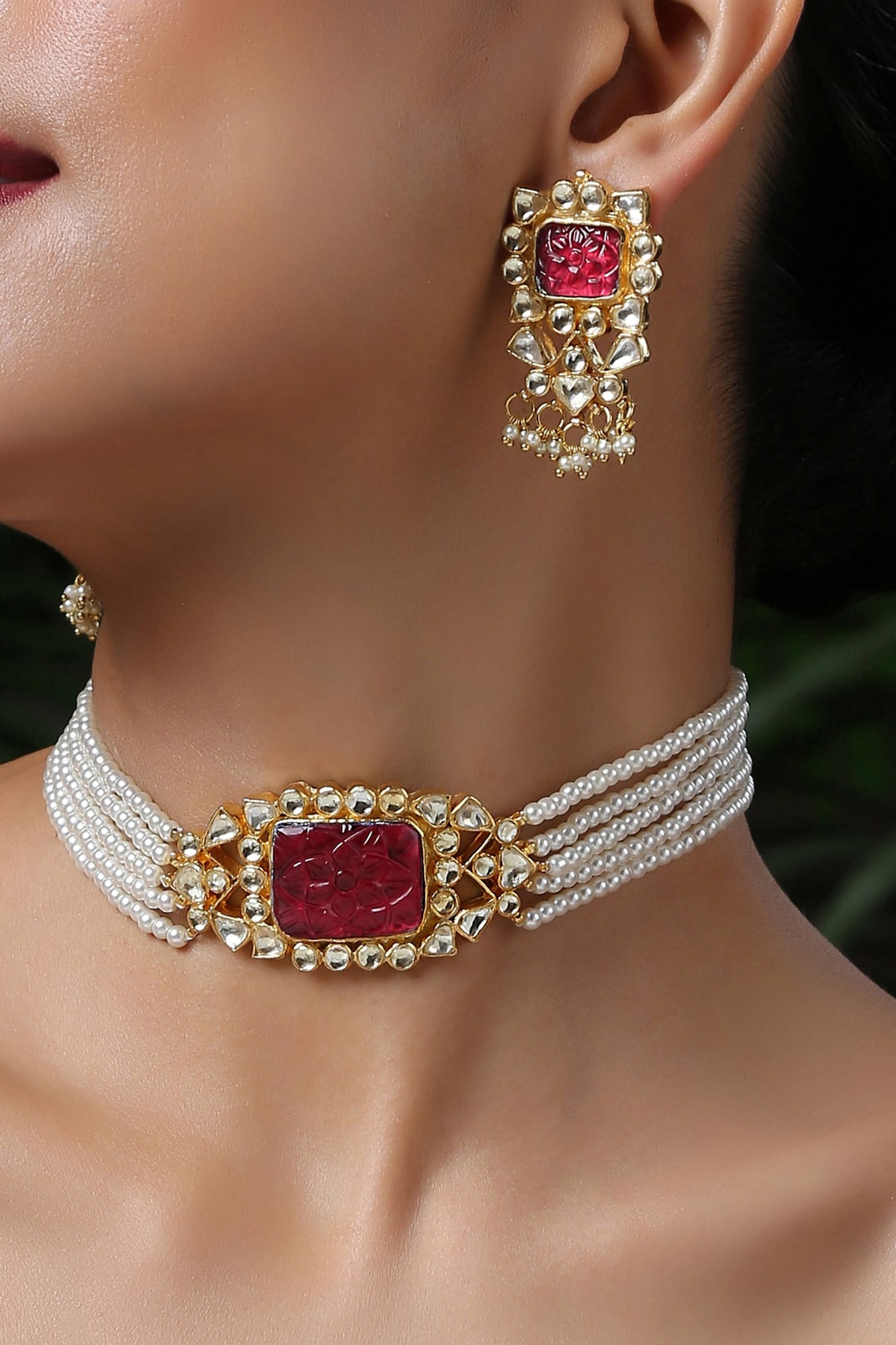 Pendant Choker Necklace Set