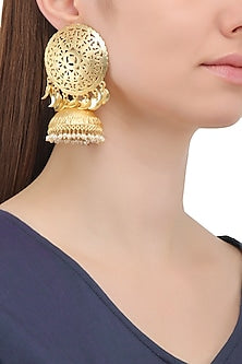 Matte Finish Jaali Work Jhumki Earrings