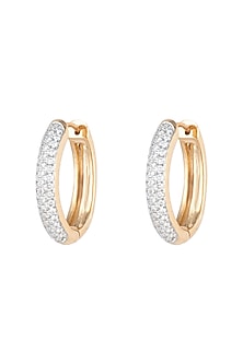 18kt Yellow gold diamond pave hoop earrings
