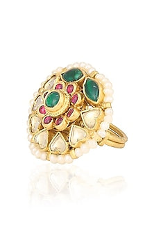 Gold Plated Jadao Floral Ring
