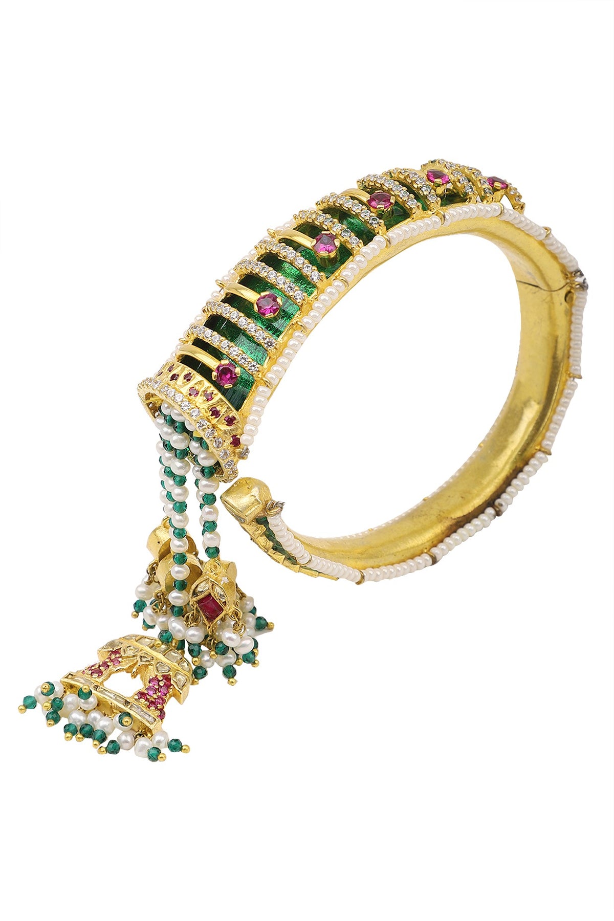 Gold Plated Green Enamel Bracelet