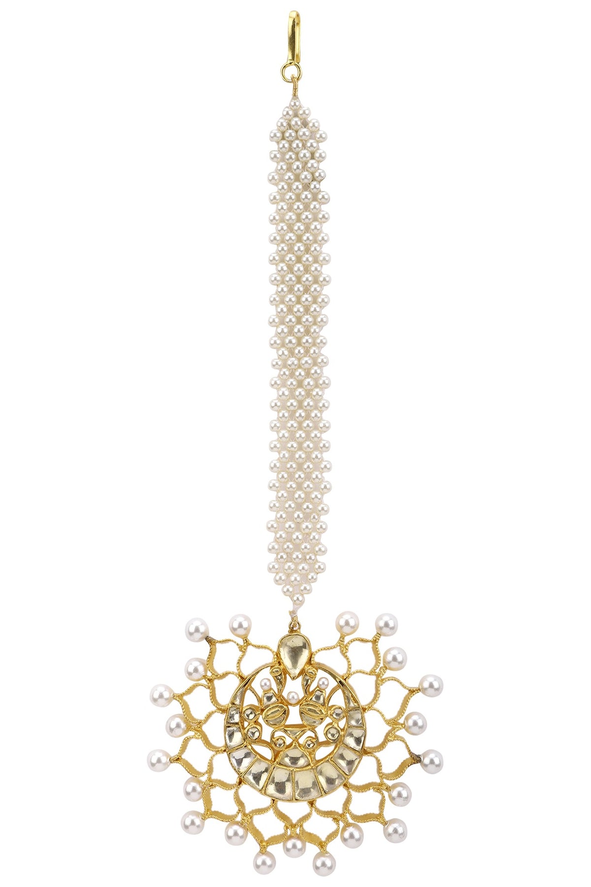 Gold Plated Pearls and Kundan Maangtika