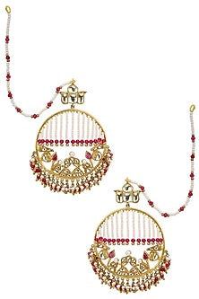 Gold Plated Lotus Pearl Earrings