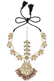 Gold Plated Kundan and Pearls Matha Patti
