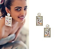 Gold Plated Perfume Bottle Earrings with Semi Precious Stones