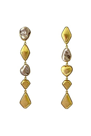 Gold Finish Baroque Pearl Dangler Earrings