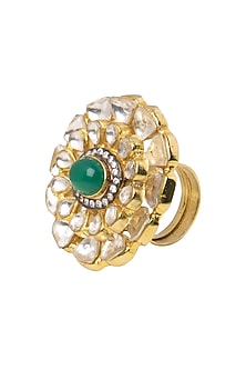 Gold Plated Finger Green Onyx Ring