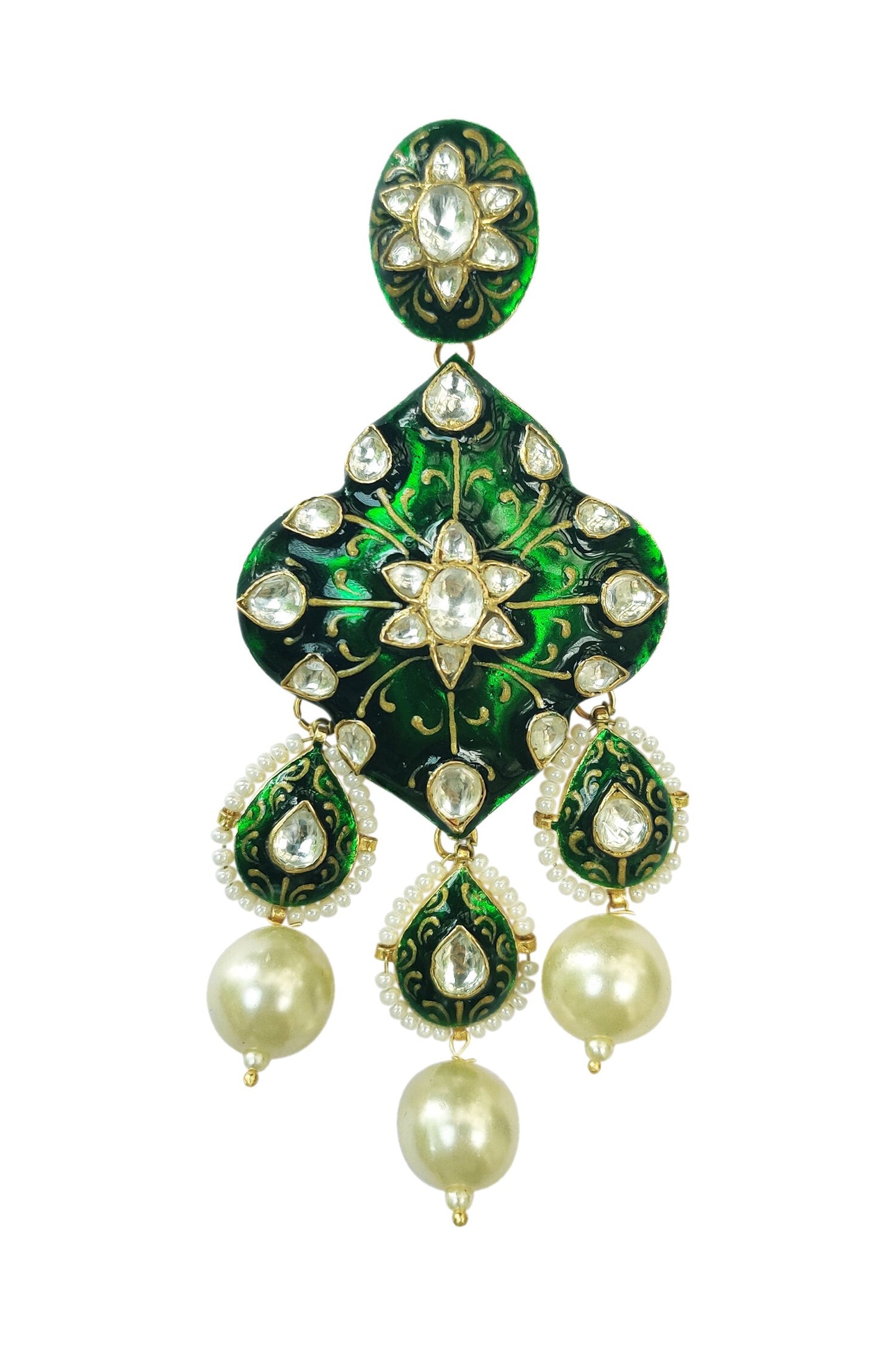 Meenakari Teardrop Stone Danglers