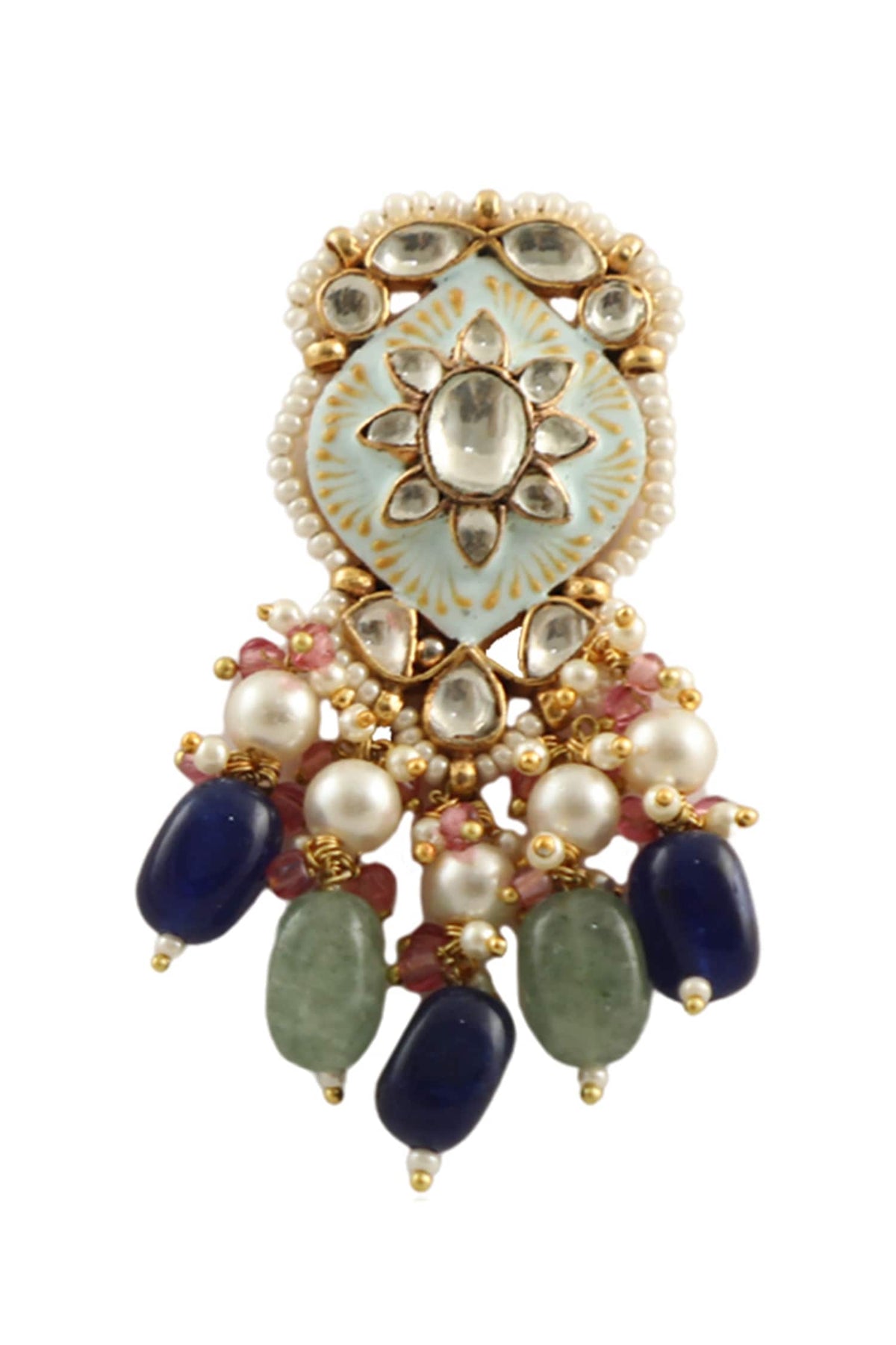 Firozi Meenakari Dangler Earrings