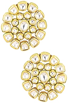 Gold Finish Kundan Stone Stud Earrings