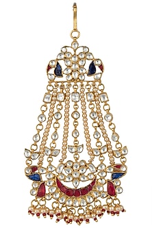 Gold Plated Red and Blue Peacock Passa