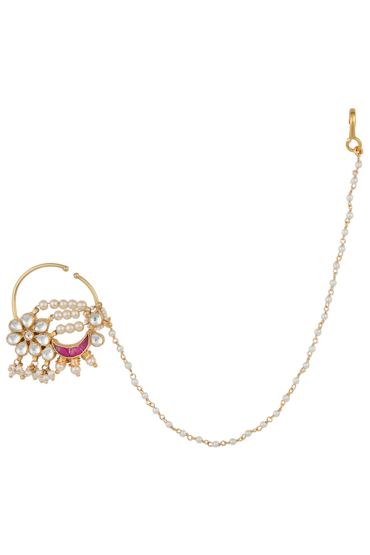 Gold Plated Red and White Nath