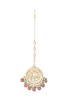 Matte Gold Plated Jadtar Stone Maang Tikka