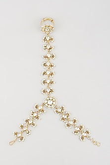Gold Finish Kundan Polki Haath Phools (Set of 2)