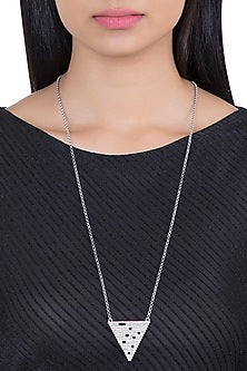 Silver Plated Textured Long Necklace