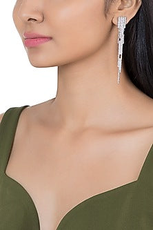 Silver Plated Textured Long Spike Earrings