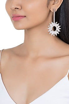 Silver Plated Textured Spike Earrings