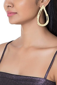 Gold Plated Textured Drop Earrings