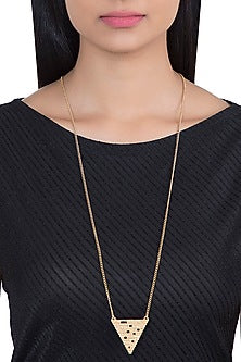 Gold Plated Textured Long Necklace