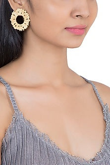 Gold Plated Textured Mismatch Stud Earrings