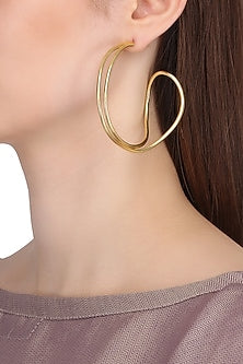 Gold Plated Open Hoop Spiral Earrings