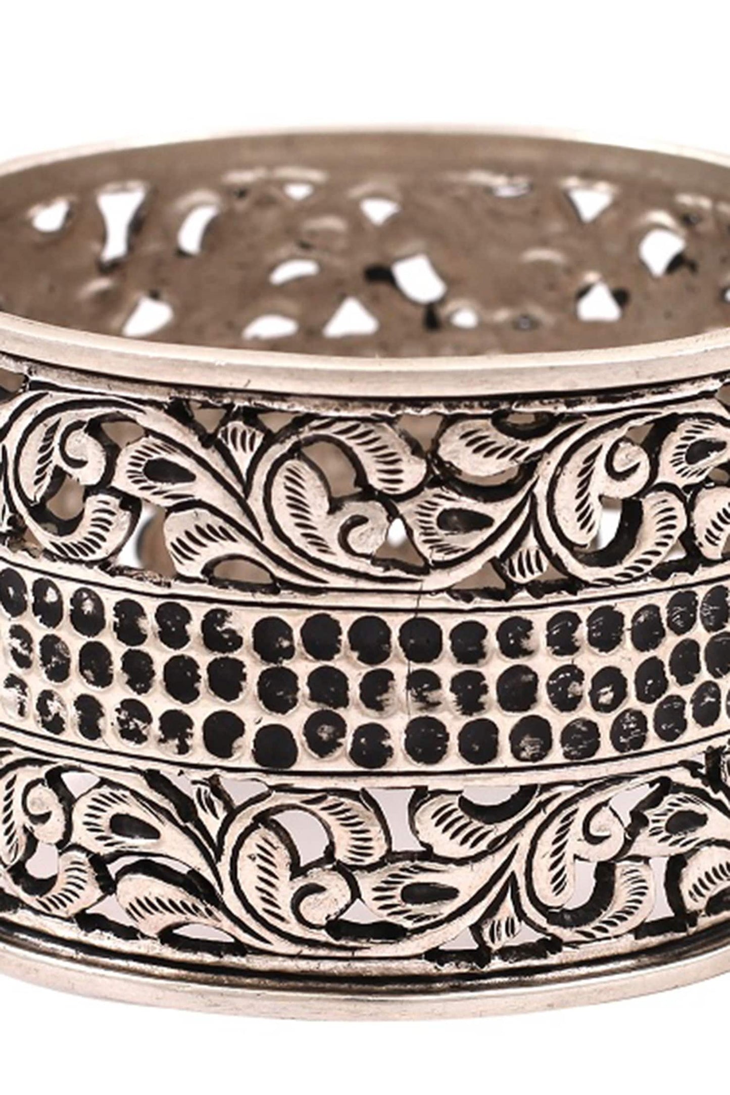 Floral Cutwork Silver Bracelet
