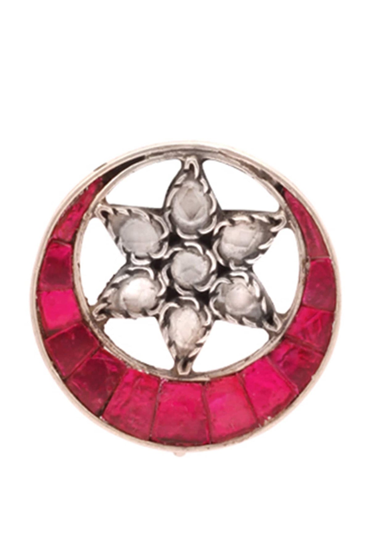 Crescent Moon Motif Stud Earrings