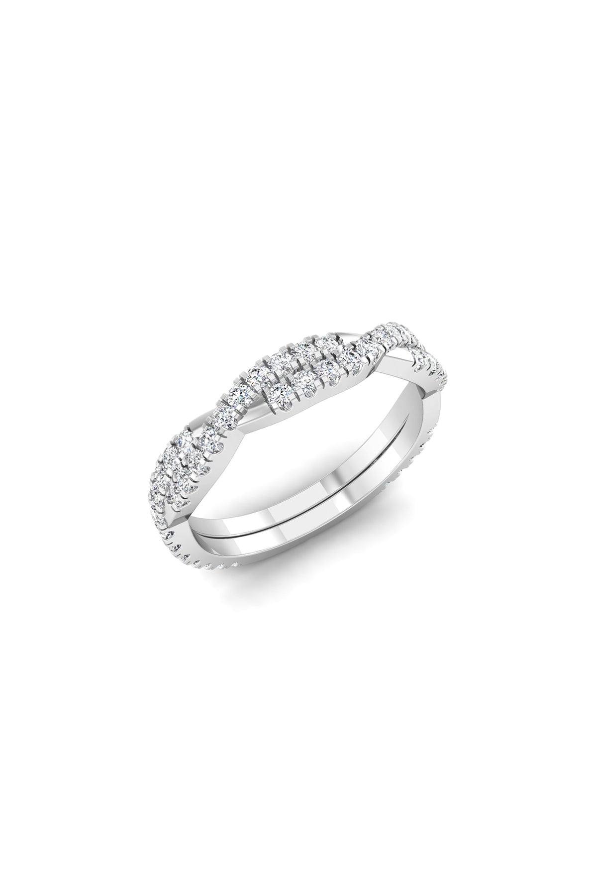 18kt White Finish Diamond Twisted Ring