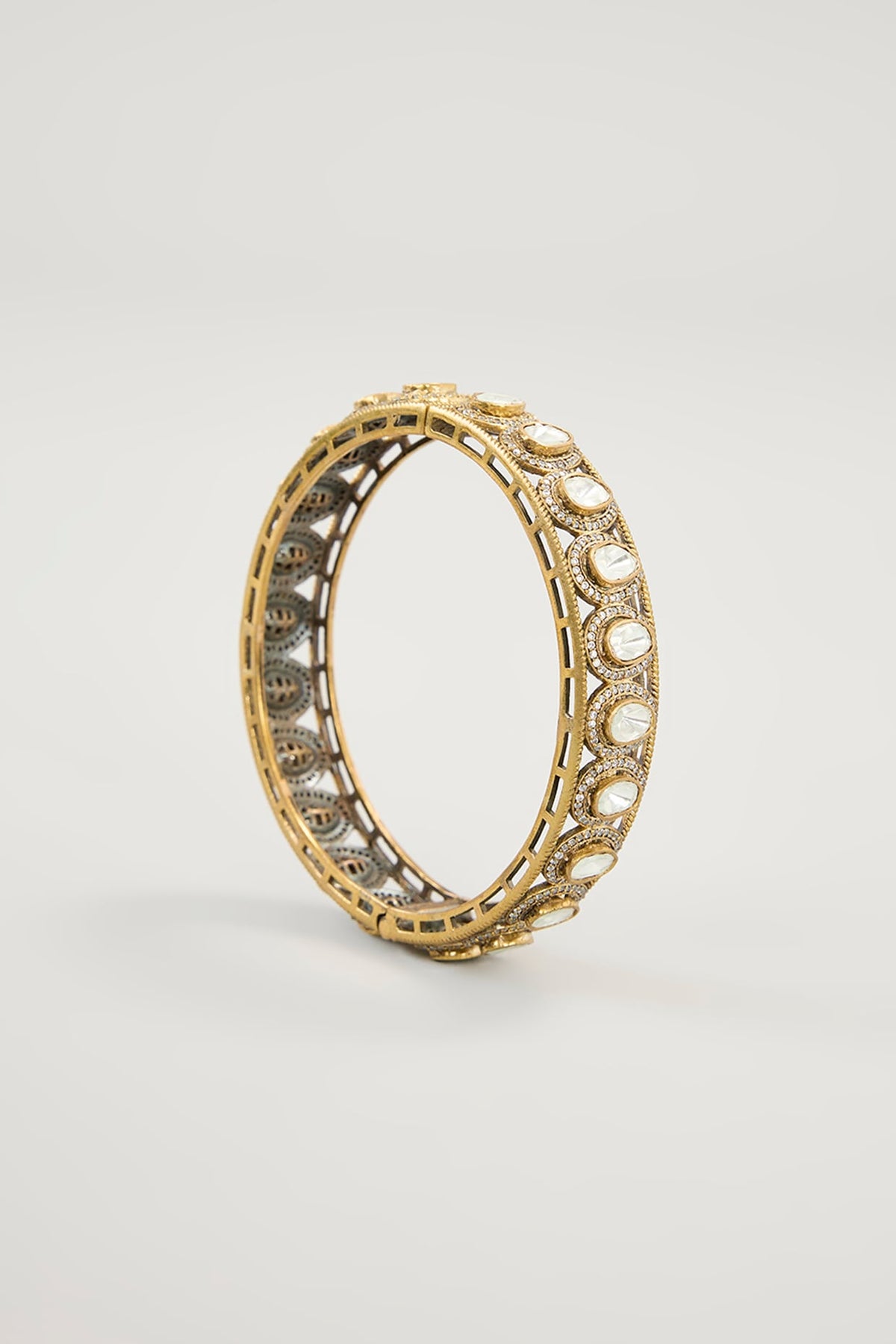Gold Plated Jadau Kundan Polki Bangles (Set Of 2)