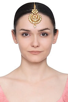 Gold plated kundan chandbali maang tikka