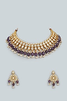 Gold Finish Choker Necklace Set