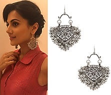 Silver Plated Embossed Mini Paan Ghunghroo Earrings