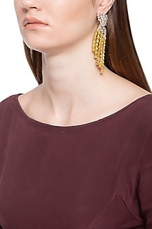 Gold plated white and yellow sapphire earrings