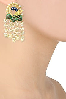 22K Gold Finish Peacock Motif Earrings