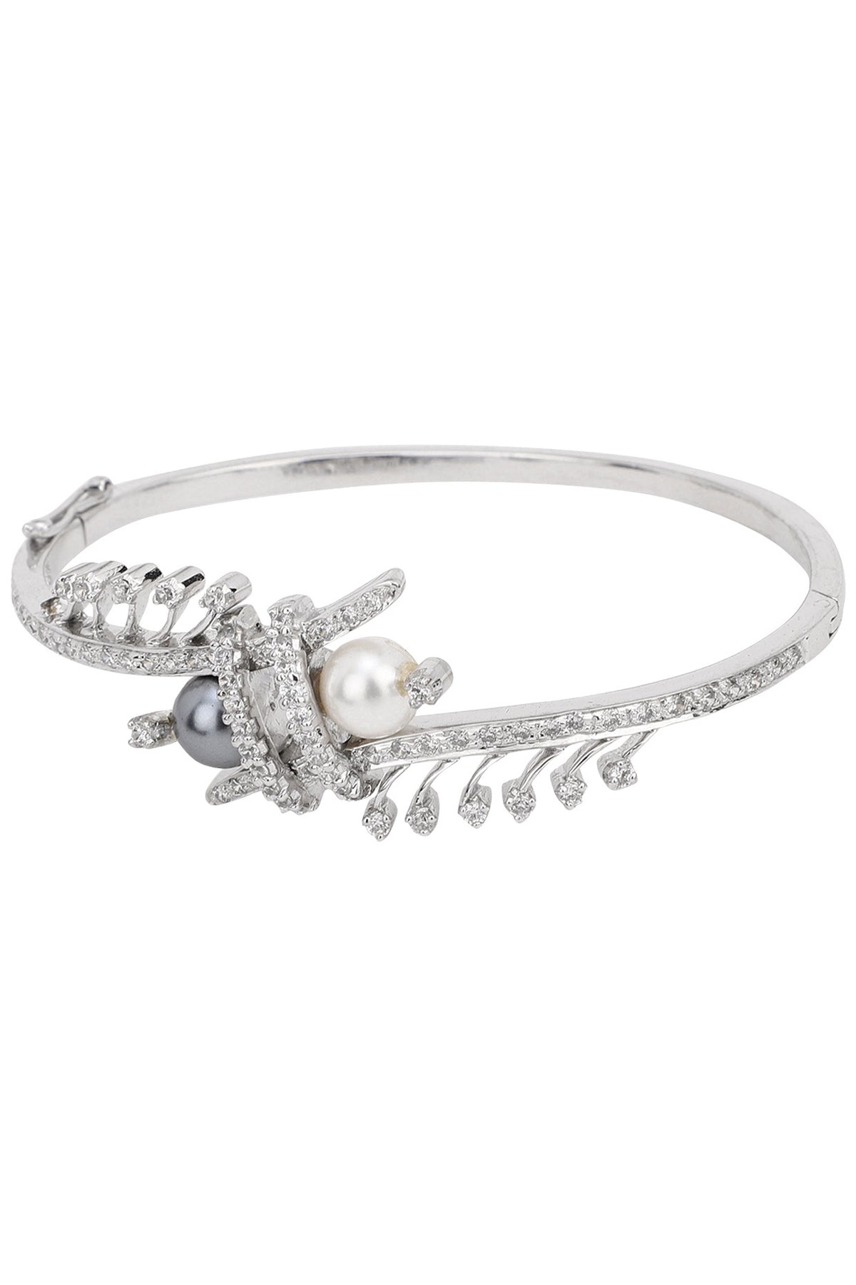 Silver Grey and White Pearl Bracelet