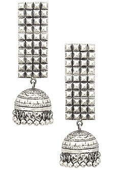 Antique Silver Finish Jhumki Drop Jaal Earrings