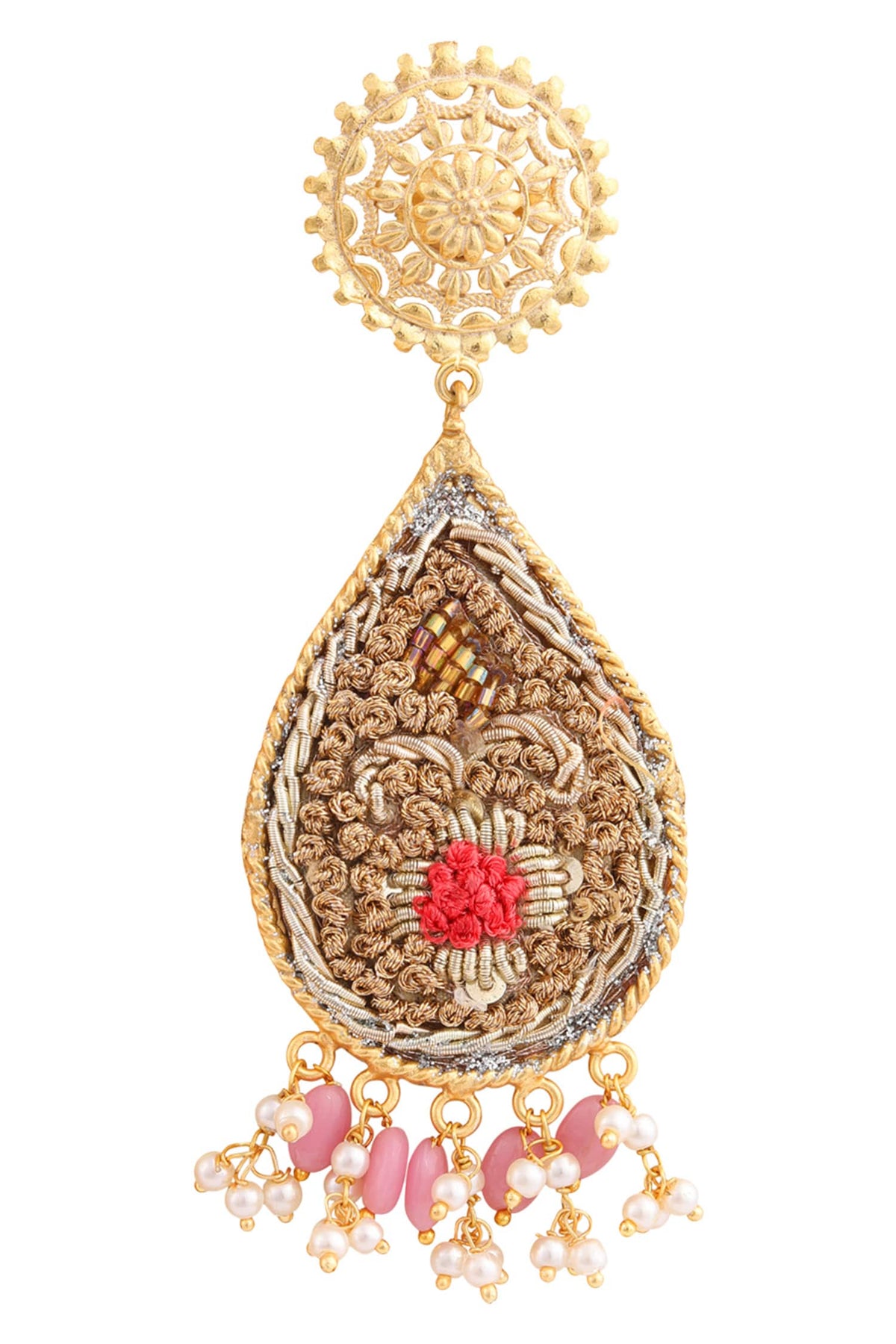 Embroidered Dangler Earrings
