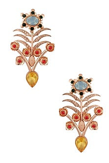 Rose Gold Plated Topaz Stone Earrings