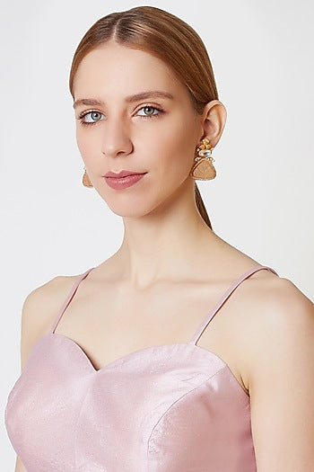 Gold Finish Kundan Polki & Zircon Earrings