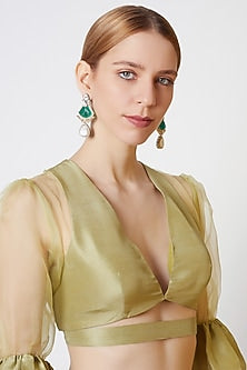 Gold Finish Kundan Polki & Zircon Earrings