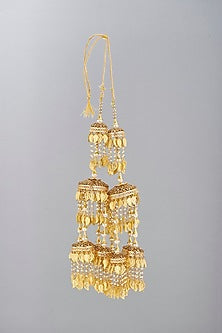 Gold Finish Pearl Kaleeras (Set of 2)